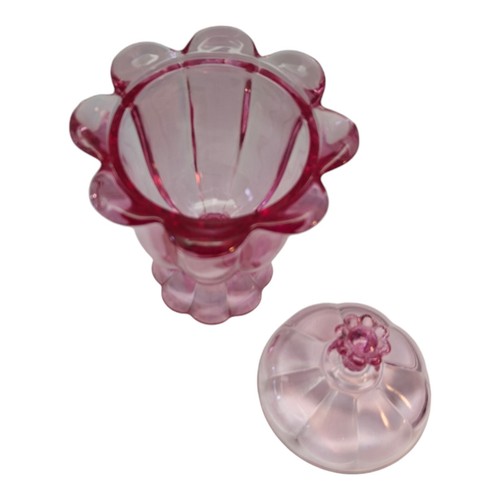 Pink Viking Glass RARE 1960s Vintage Thistle Epic Petal Foot Lidded - Picture 4 of 9