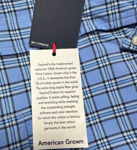 Daniel Cremieux Men Shirt XL Button Supima Cotton Short Sleeve Check Blue $75 - Picture 10 of 14