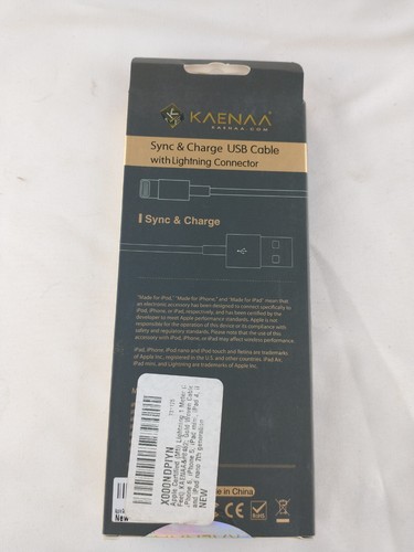 Kaenaa Sync & Charge USB to 8 Pin Connector Gold Woven Cable 3.3 feet - Picture 4 of 5