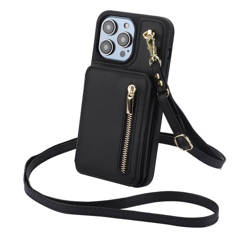 Leather Card Wallet Crossbody Strap Case For iPhone 13 Pro Max 16 Pro 15 12 - Picture 19 of 86