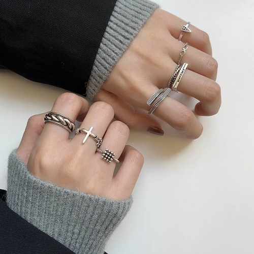 plated Sterling Silver Knot Oxidized Band/Thumb Adjustble style Afforable Fashio - Picture 16 of 28