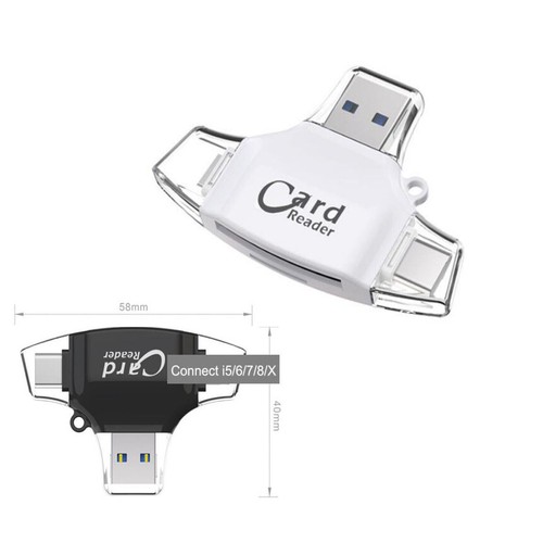 4-in-1 SD/TF Card Reader Micro SD USB 2.0 OTG Adapter For iPhone 13 Pro Max Mini - Picture 3 of 6