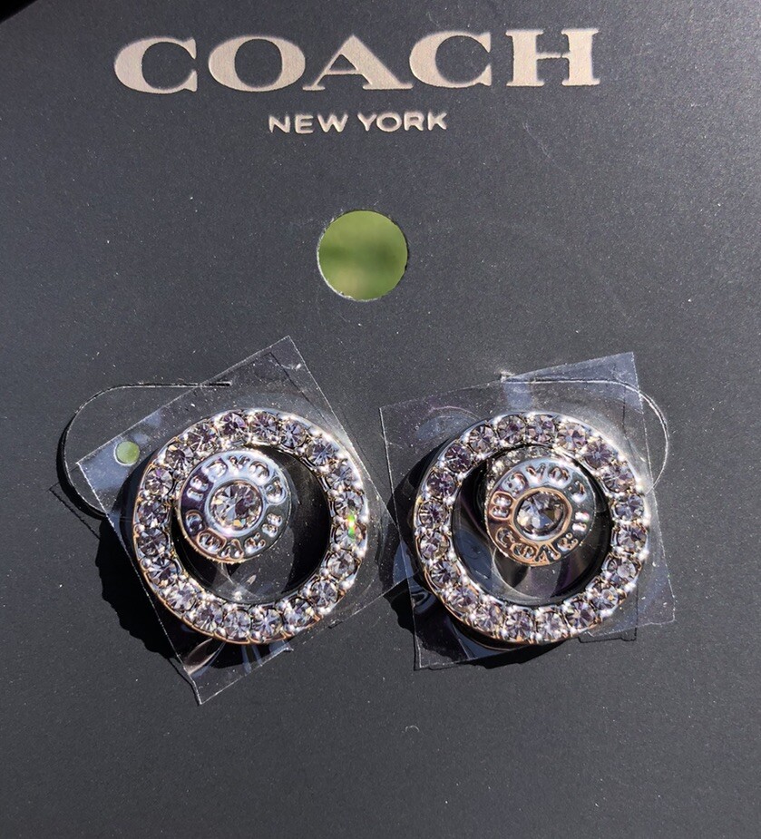 大人気 Coach Open Circle Halo Stud 2way ピアス Coach Silver Tone Open Circle Pave Stone Earrings Jacket