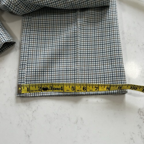 Vintage 70s Mens Pants Blue Tan Checkered Plaid Retro Disco Zipper Check Pattern - Picture 6 of 18