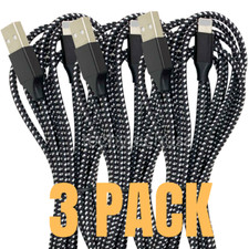 3Pack Heavy Duty USB Charging Cable 6Ft For iPhone 11 8 7 Plus Fast Charger Cord