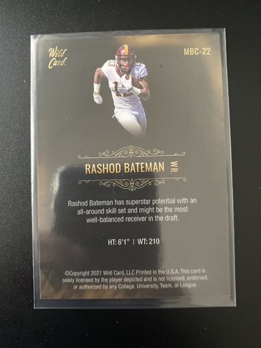 2021 Wild Card Matte Black Retail #MBC22 Rashod Bateman Ravens - Bild 2 von 2