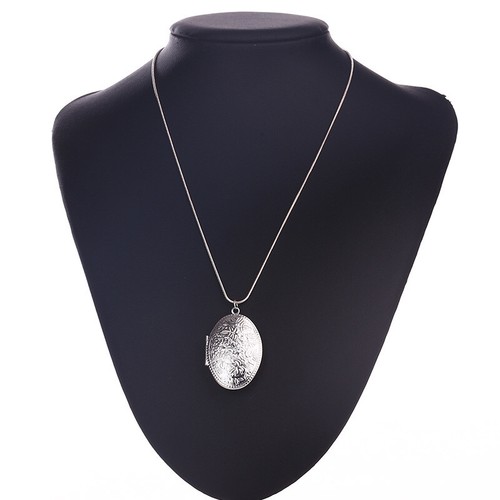 New 925 Sterling silver Large Oval Carved Open Photo Locket+Chain set - Picture 4 of 7