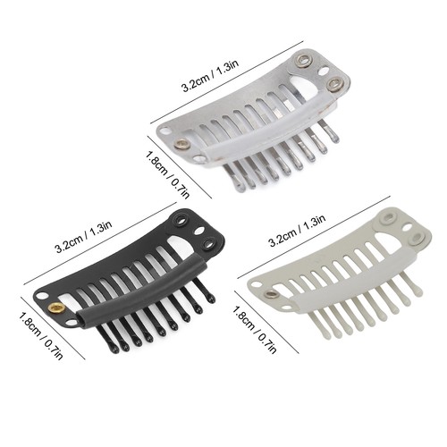40pcs Wig Clip Set Stainless Steel DIY 9 Teeth Snap Comb Hair Extension Clip AGS - Picture 4 of 21