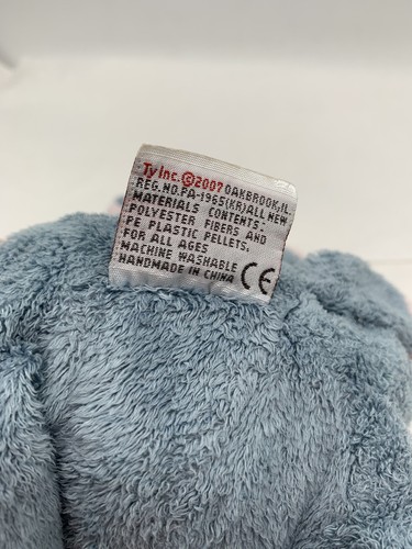 Ty Pluffies Peluche Guiños Elefante 7"" Bolsa de Frijoles Gris Rosa Floppy Juguete de Peluche 2007 - Imagen 12 de 12