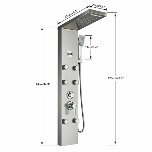 ELLO&ALLO Stainless Steel Shower Panel Tower Rain Massage System Sprayer Jets - Picture 238 of 357