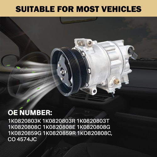 A/C Compressor with Clutch Fit For 2005-2014 Volkswagen Jetta 2.5L l5 CO 4574JC - Picture 9 of 9