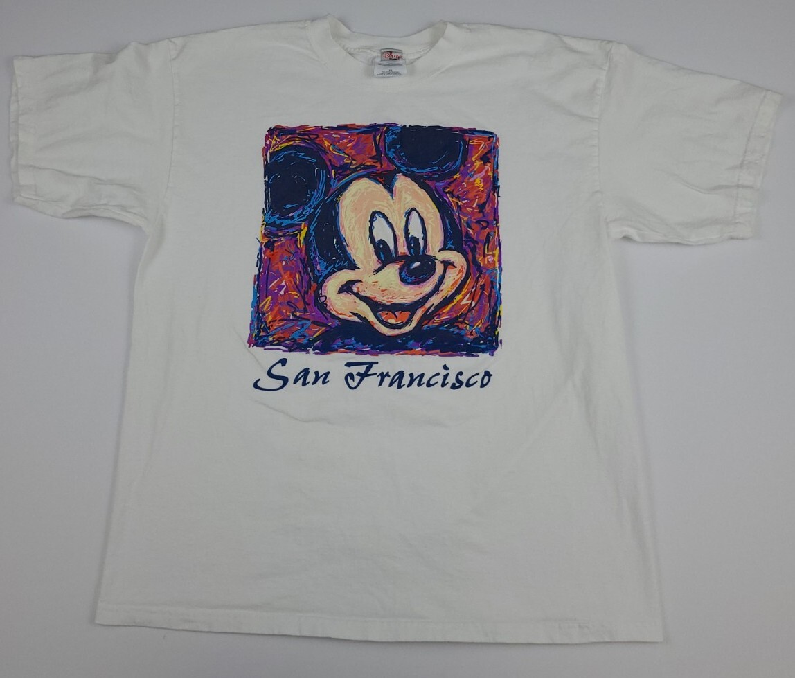 Vintage 90s Mickey Mouse San Francisco Art Print Shirt Vtg