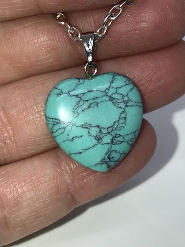 Native American Cherokee Heart Turquoise Howlite Pendant D-1148 - Picture 1 of 4