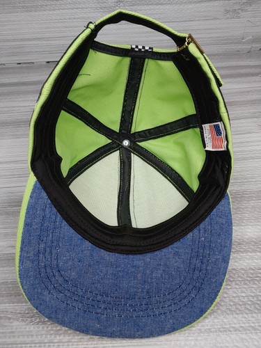 "Vintage" Tommy Gear Chartreuse Grn Adjustable Racing Stripe Hat MADE IN U.S.A.  - Picture 7 of 12
