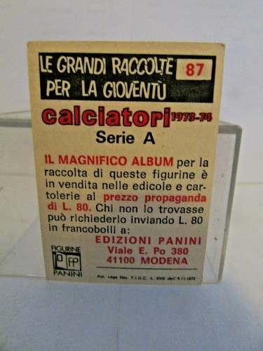 FUSSBALLSPIELER 1973-74 - Nr. 87 - TOMBOLATO - CESENA - Brötchen - NIE ANGEGRIFFEN - - Bild 2 von 2