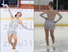 Ice Figure Skating Dress Figure skaitng Dress For Competition grey handmade