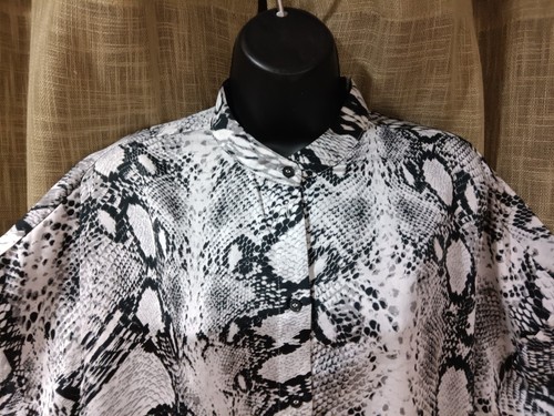 Abito/camicetta lunga pelle di serpente Ellison maniche corte taglia M collo Nehru BOHO*Leggi - Foto 3 di 13