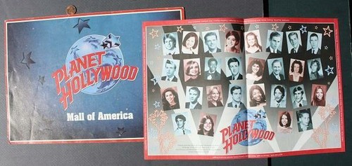 1996 Minnesota Mall of America Planet Hollywood Restaurant menu & placemat set--
