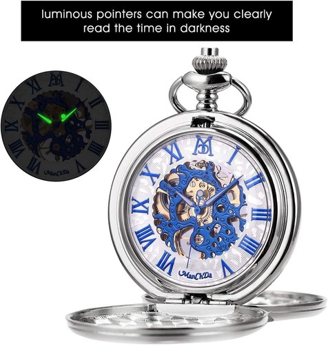 Stylish 47mm Skeleton Pocket Watch with Engraving - Perfect Gift for Men & Women - Picture 9 of 10