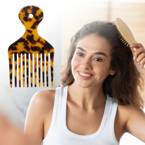 1Pcs Plastic Wide Tooth Afro Hair Pick Comb Hair Styling Tool Brown 4.8" - Bild 6 von 7