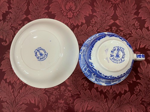 British Anchor Staffordshire Ye Olde Historical Pottery Blue Cup and Plate - Picture 8 of 10