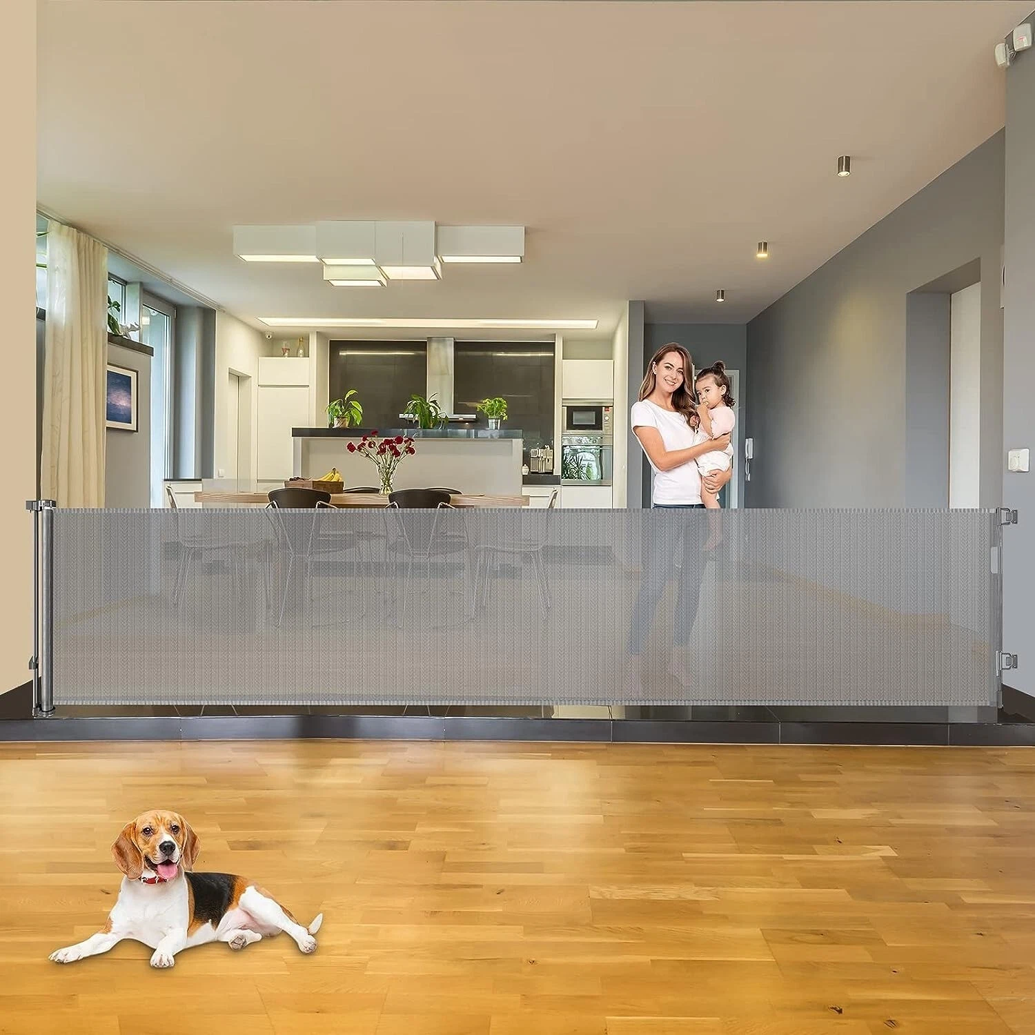 Extra Wide Retractable Baby Gate 110"x35" Mesh Dog Safety Barrier Stair Door
Opens in a new window o