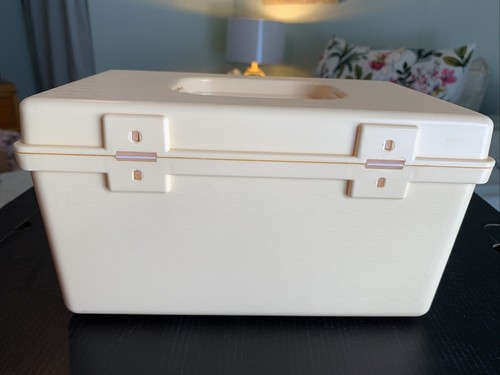 "Caja de costura de plástico Wil-hold Wilson Mfg organizadora de carrito marfil 9 3/4 x 6"" sin bandeja" - Imagen 2 de 15