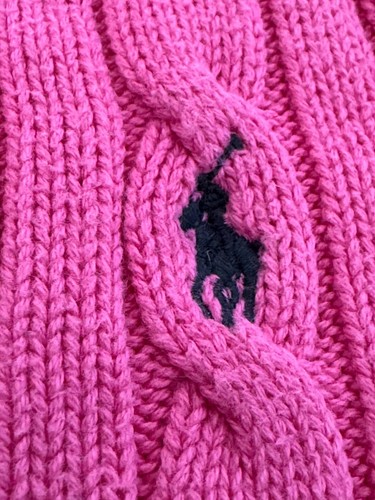 AUTHENTIC POLO RALPH LAUREN TODDLER GIRLS CARDIGAN SWEATER 6 PINK BOW CABLE-KNIT - Picture 1 of 4