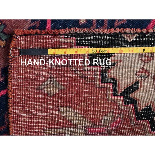 2'7"x6' Red Overdyed Vintage Zoroastrian Hand Knotted Pure Wool Runner Rug R987 - Picture 7 of 7