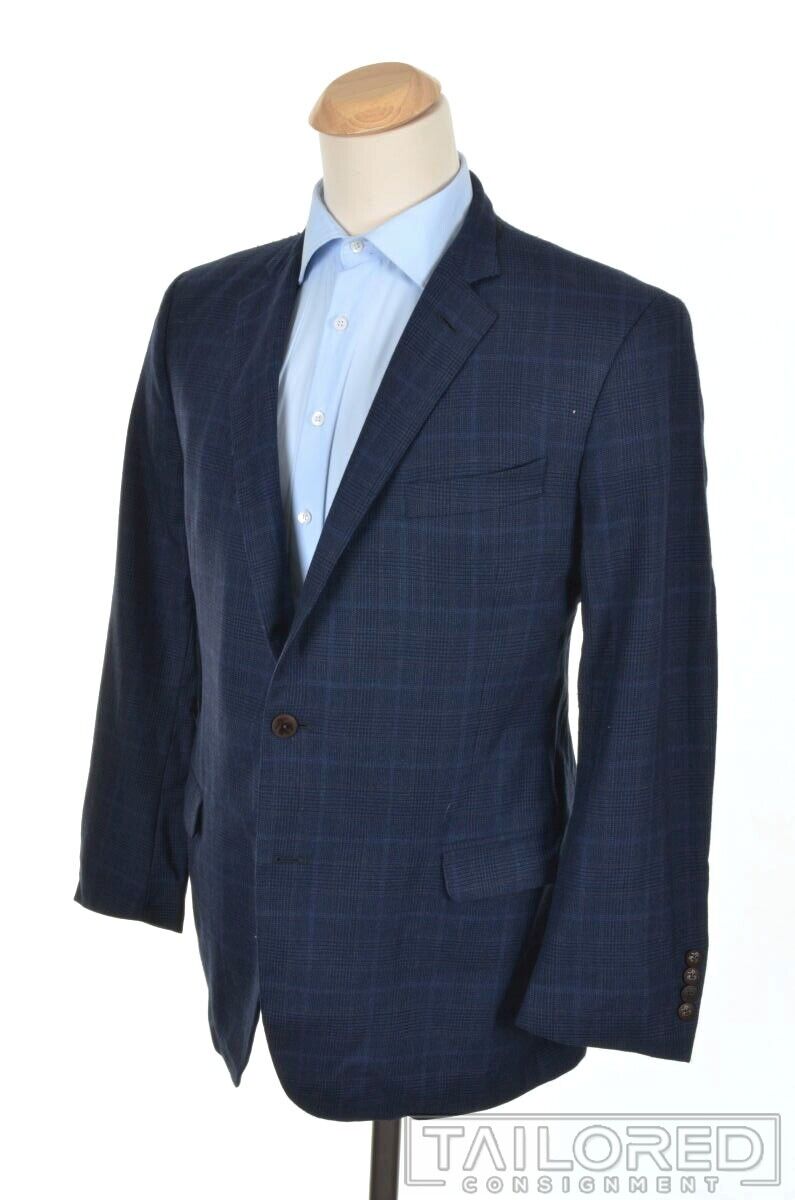 BROOKS BROTHERS Fitzgerald Blue Plaid Check Saxxon Wool BROOKS BROTHERS Fitzgerald Blue Plaid Check Saxxon Wool