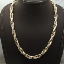 Technibond Twisted Rope Singapore Chain Necklace 14K Yellow Gold Plated Silver