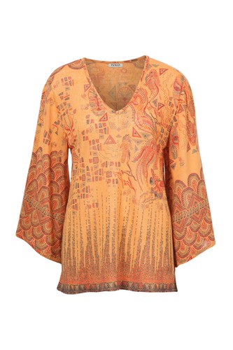 Ivko Leinen Pullover Tunika linen Shirt curry safran orange bronze 191633 - Picture 7 of 7