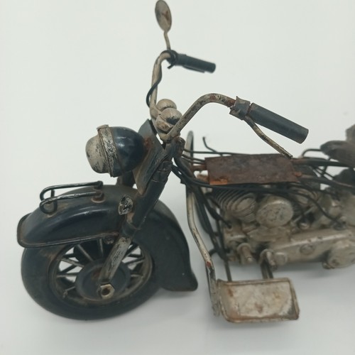 Volkskunst Metallarbeiten Flachkopf Harley Davidson Motorrad Home Office Deko - Bild 8 von 14