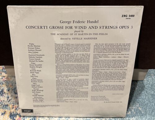 HANDEL CONCERTOS FÜR WIND UND STREICHER LP NEVILLE MARRINER noch versiegelt - Bild 2 von 2