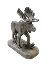 Vintage 1980's Small 2" Pewter Metal Moose Figurine Miniature Statue Canada
