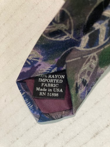 Tango by Max Raab Men's Necktie Tie Rayon Purple Green Blue Abstract Floral - Picture 5 of 6