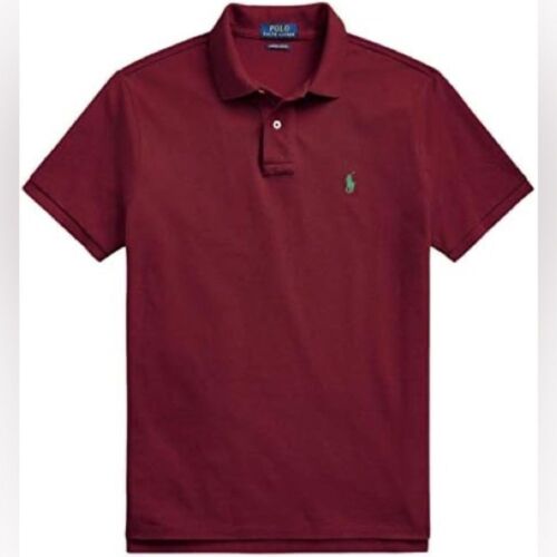 Polo Ralph Lauren Herren Custom Slim Fit Burgunderrot Weinrot Kurzarm Kragen - Bild 2 von 6