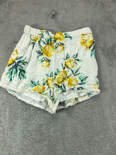 NWT SAGE Outfit 2 Piece Short Set Medium White Yellow Roses Crinkle Lace Trim - Picture 2 of 22