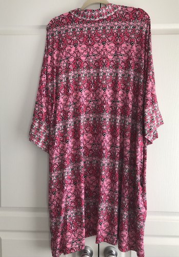Secret Treasure Kimono Duster Floral Pink Robe Size 3X Women’s Knee Length - Picture 5 of 12