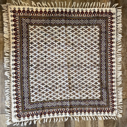 Handmade Persian Tapestry Woven Cotton 34”W x 34”L Red White Blue Orange - Picture 1 of 8