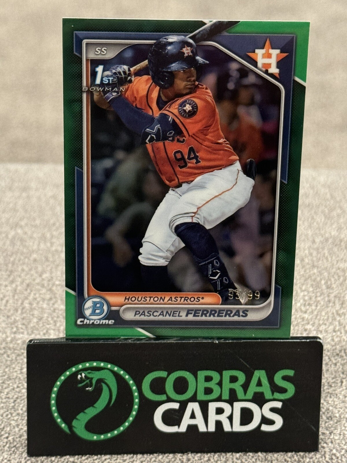 2024 Bowman Chrome Pascanel Ferreras Green Refractor 1st Auto /99 Astros Rookie