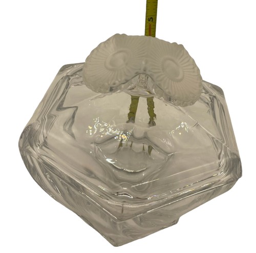 Shannon Crystal Designs Of Ireland Frosted Flower Lid Crystal Candy Dish - Picture 13 of 15