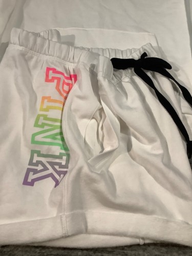 Victoria's Secret Pink Ombre Rainbow QZ Pullover + Boyfriend Shorts Set L NWT - Picture 7 of 7