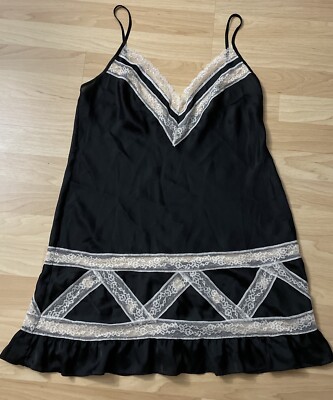 Victoria's Secret Intimates & Sleepwear | Victorias Secret Black Slip Medium | Color: Black/White | Size: M | Sefox13'S Closet
