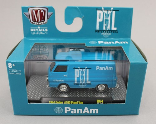 1:64 M2 Machines *AUTO-MEETS R64* PanAm Blue 1964 Dodge A100 Panel Van *NIB*