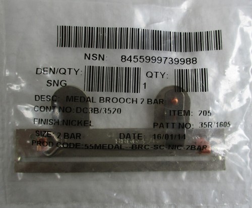 British Full Size:"2-SPACE MEDAL BROOCH BAR" (Firmin Make, in Unopened packet) - Picture 1 of 3