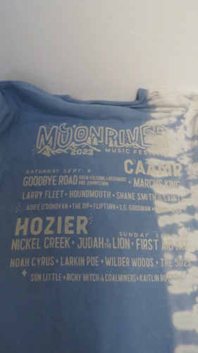 NWoT Moon River Tennessee Festival Blue Graphic 2 Sided T-Shirt Size S - Picture 2 of 3