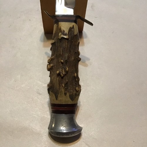 York Cutlery Co Solingen Germany Original Knife with Sheath Narley Stag Horn - Picture 7 of 13