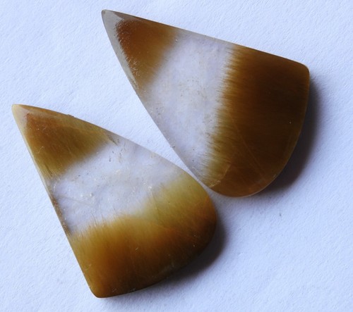 43.95 Ct Natural Rutilated Quartz (32mm X 20.6mm each) Cabochon Match Pair - Picture 3 of 3