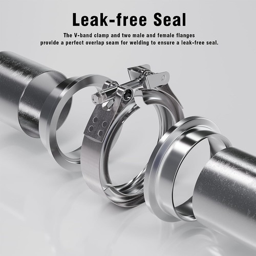2.5 inch V-Band Clamp & 304 Stainless Steel flange kit Vband for TURBOCHARGERS - Foto 7 di 12